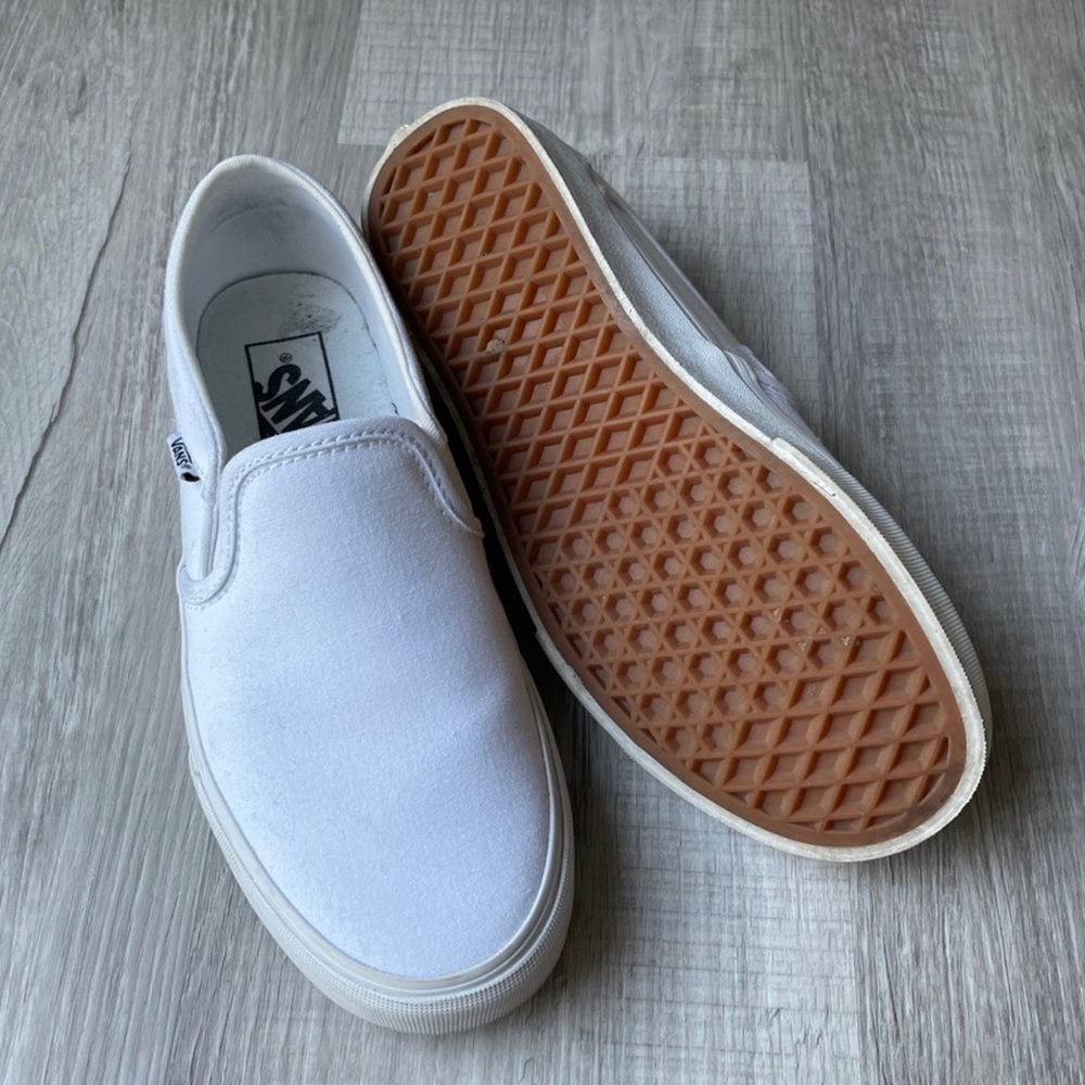 Worn Once White Slip On Vans